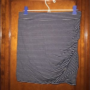 Stretchy navy and white striped skirt